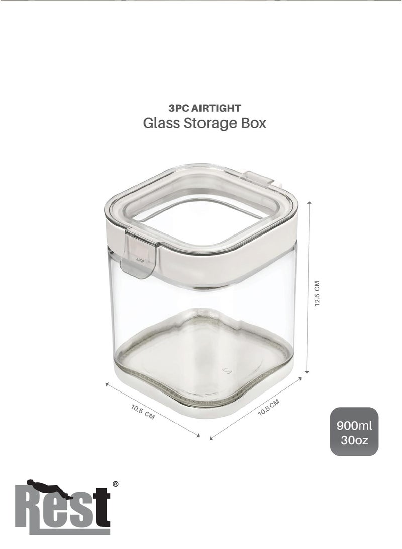 REST Glass Food Storage Jars Set of 3 Containers, High Glass Cookies Jars with sealed airtight Lid, Kitchen Canisters for Coffee, Flour, Sugar, Candy, Cookie, 10.5 x 12.5cm, 900ml (30oz) - Image 5